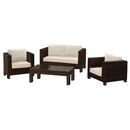 Set da Giardino Divano 2 Poltrone e Tavolino in Polyrattan Adila Cubo Noce