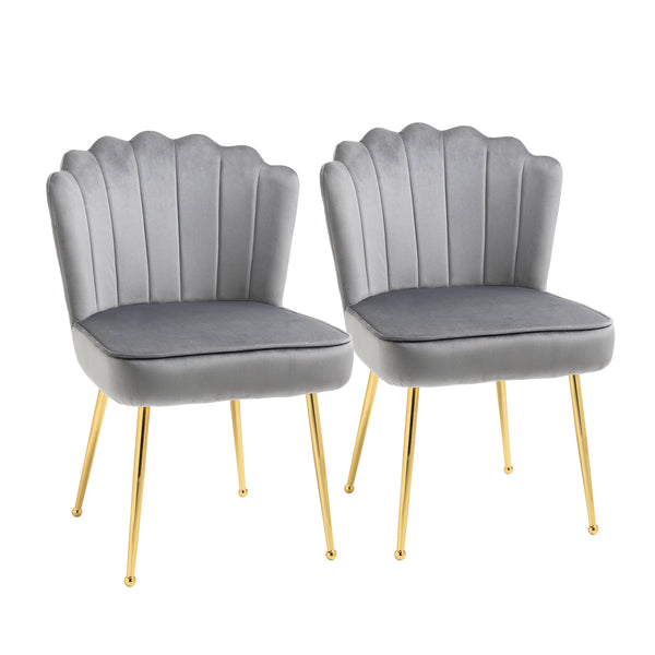 prezzo Set mit 2 gepolsterten Stühlen 57 x 58 x 88 cm in grauem Stoff mit Samteffekt