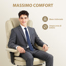 Sedia da Ufficio con Poggiapiedi e Poggiatesta 76x73x117-125 cm in Pelle PU Schiuma e Metallo Bianco Crema      
