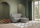 Divano 2 Posti con Pouf 138x155x85 cm Karay in Tessuto Grigio