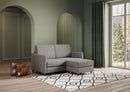 Divano 2 Posti con Pouf 158x145x85 cm Karay in Tessuto Grigio