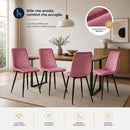 Set 4 Sedie Piedi Neri e Seduta Ergonomica con Rivestimento in Velluto Rosa     