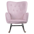 Poltrona Sedia Dondolo Relax Tessuto e Metallo Imbottita Design Moderno Rosa