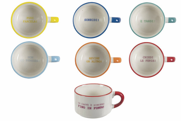 Set mit 6 Kaffeetassen aus Porzellan 90 ml Villa d'Este Home Tivoli Caffeomanzia Every Day Mood sconto