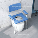 Sedia Comoda 5 in 1 per Anziani e Disabili per WC e Doccia 61x54x86-102A cm e Secchio Rimovibile in Acciaio e Plastica Celeste      