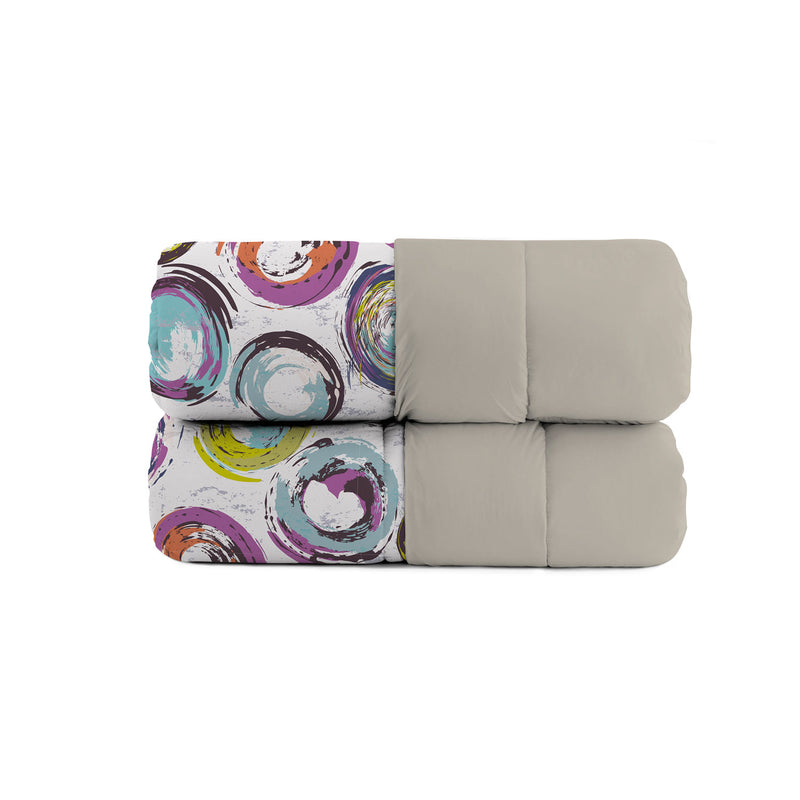 Trapunta Invernale 1 Piazza e Mezzo Stampata in Microfibra 200gr Double Face Cerchi Astratti      