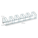 Rastrelliera Porta Biciclette 6 Posti 179x33x27 cm in Acciaio Argento