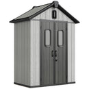 Capanno Box da Giardino 160x98x217 cm Doppie Porte Bloccabili in Plastica Grigio      