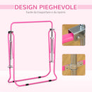 Barra Trazioni per Bambini 148x105x88-128 cm 4 Altezze Regolabili in Acciaio Rosa
