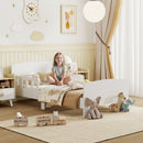 Letto Singolo per Bambini 3-8 anni 143,5x74,2x54 cm con Sponda Anticaduta e Rete a Doghe in MDF Bianco      