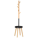 Appendiabiti da Terra 40x40x179 cm con Tavolino Nero e Legno