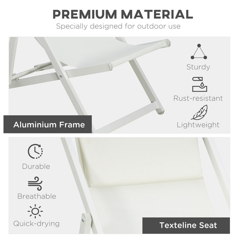 Set 2 Sedie Sdraio 96,5x58x91,5 cm in Alluminio Beige