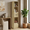 Libreria 6 Ripiani 30x24x158 cm con Cassetto Sportello Mensole Aperte in Laminato Rovere      