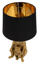Lampada da Tavolo Dog Ø26x43,8 cm in Resina e Ferro e Tessuto Oro e Nero      