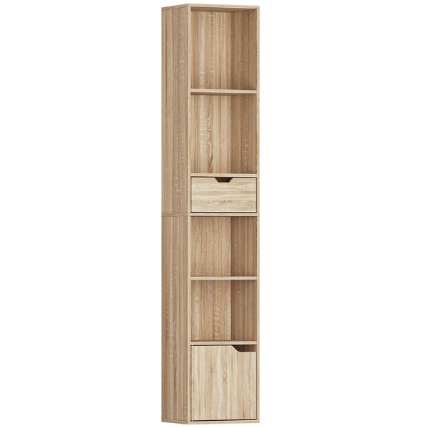 acquista Scaffale Libreria 30x24x158 cm a 4 Ripiani Aperti con Armadietto e Cassetto Color Legno