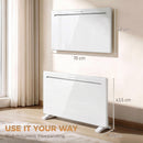 Stufa Elettrica 1500 W Termoconvettore 70x21,5x43,5 cm da Parete e Terra Compatibile con Alexa e Google Home Bianco      