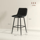 Set 2 Sgabelli da Cucina Stile Nordico 45x47x84 cm in Tessuto Effetto Velluto e Metallo Nero  