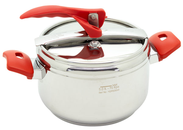 Schnellkochtopf 5 Liter aus antihaftbeschichtetem Stahl Induktion Fantasiosa Kollektion Stahl/Rot online