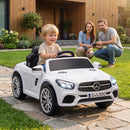 Auto Elettrica per Bambini Licenza Mercedes-Benz 12 V 103x63x44 cm con Telecomando e Sospensioni su 4 Ruote in PP Bianca      