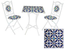 Set Tavolo e 2 Sedie da Giardino con Mosaico in Metallo Sorrento
