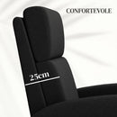Poltrona Relax Reclinabile Manuale 160° con Poggiapiedi in Tessuto Effetto Lino Nero      