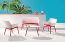 Set da Giardino Divano Poltrone e Tavolino in Polipropilene Vandi Bianco e Rosso