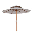 Ombrellone da Giardino in Legno di Pioppo Ø2,65 mt   Grigio Chiaro
