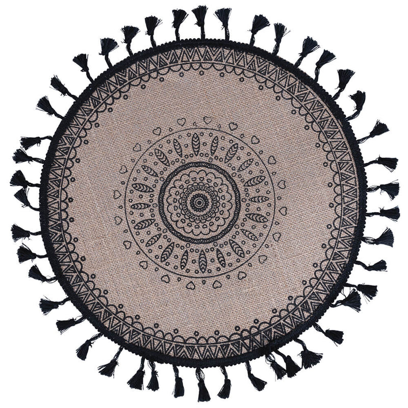 Set 6 Tovagliette Ø38 cm  in Juta VdE Tivoli 1996 Black Nero e Beige