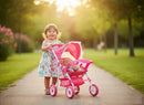 Passeggino per Bambole Richiudibile in Metallo 54x26x50cm Spring Rosa      