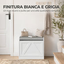 Panca Scarpiera Salvaspazio 60x30x52 cm con Seduta Imbottita e Anta a Ribalta in Pannello Truciolare Bianco      