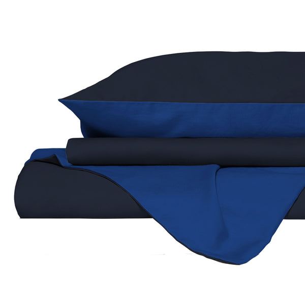 acquista Copripiumino con Sacco e Federe in Tinta Unita Double Face Linea Vera Blu e Royal