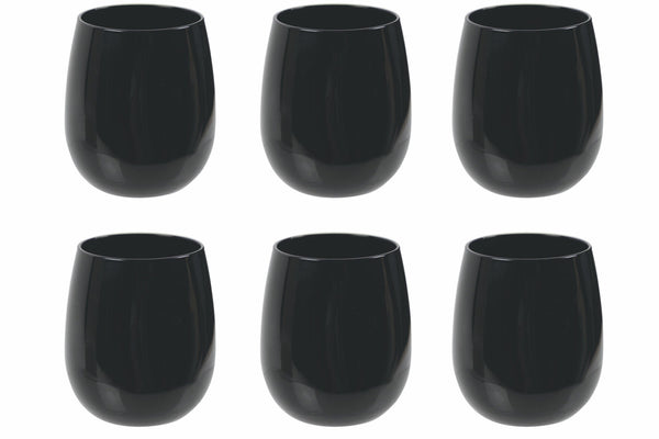 Set mit 6 Wassergläsern aus Glas 370 ml Villa d'Este Home Tivoli Happy Hour glänzend schwarz acquista