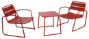 Set Tavolino e 2 Poltrone da Giardino in Metallo Bistro Rosso
