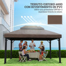 Copertura per Gazebo da Giardino 3x4 m a 2 Livelli in Tessuto Oxford 600D con Fori di Drenaggio Caffè      