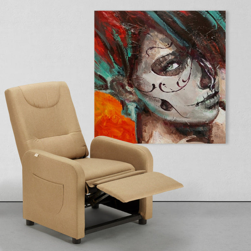 Poltrona Relax Reclinabile Manuale 62x71x100 cm in Tessuto Beige