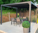 Pergola da Giardino 3,6x3 m in Alluminio con 4 Pannelli Moucharabieh Grigio Antracite