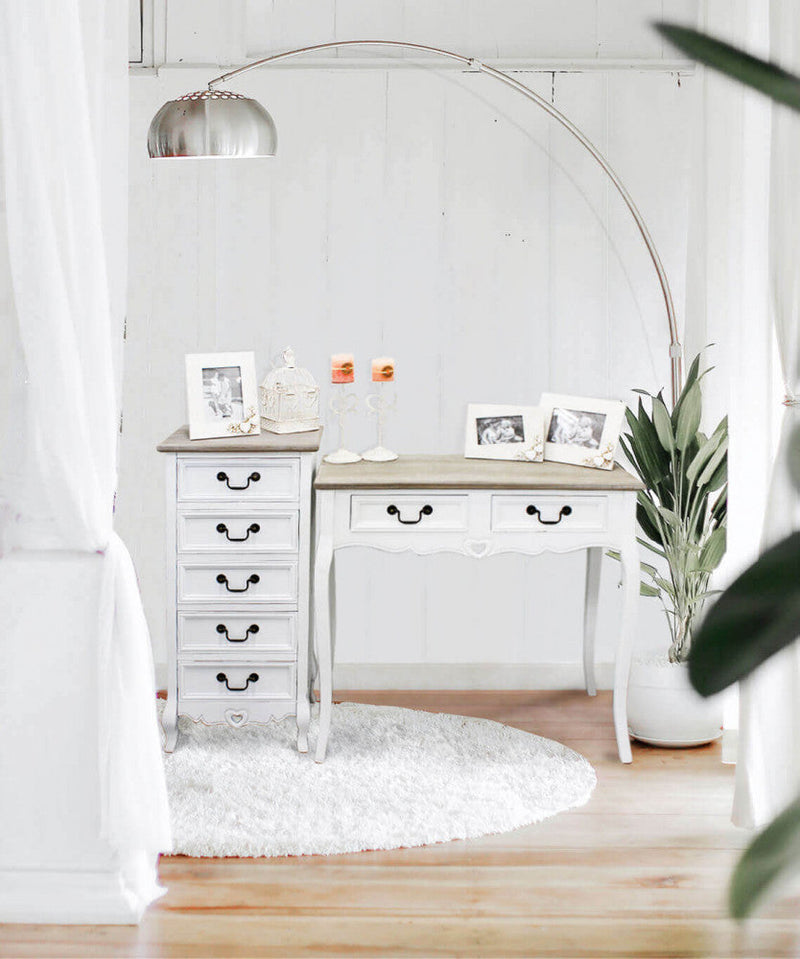 Cassettiera Cuore 5 Cassetti 44x29x91 h cm in Legno di paulownia Bianco