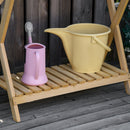 Tavolino da Giardino 80x40x84 cm in Legno con Piano in Metallo Antiruggine