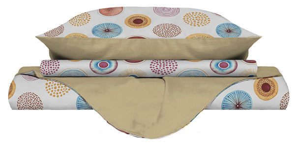 Doppelseitiger Bettbezug mit rund bedruckten Kissenbezügen in verschiedenen Größen prezzo