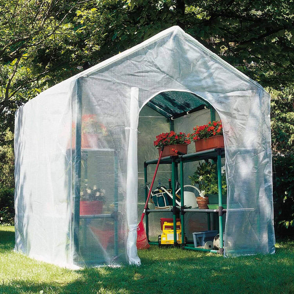 online PVC-Gartengewächshaus mit grünviolettem Rama-Tuch