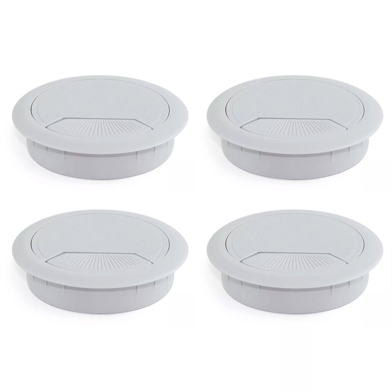 Set di 4 Passacavi da Incasso Ø8 cm in Plastica Emuca Grigi