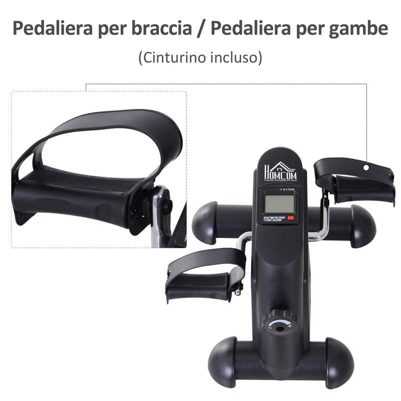 Mini Pedaliera Cyclette per Gambe e Braccia Max 120Kg con LCD  Cyclo Nero
