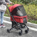 Passeggino per Cani e Gatti Pieghevole 80x53x101 cm in Alluminio Rosso e Nero