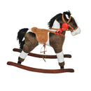Cavallo a Dondolo Arthu in Peluche e Legno con Ruote e suoni per Bambini Marrone Beige