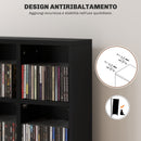 Mobile Porta CD 89x20x130.5 cm con Ripiani Regolabili per 456 CD o 336 DVD 24 Scomparti Nero      