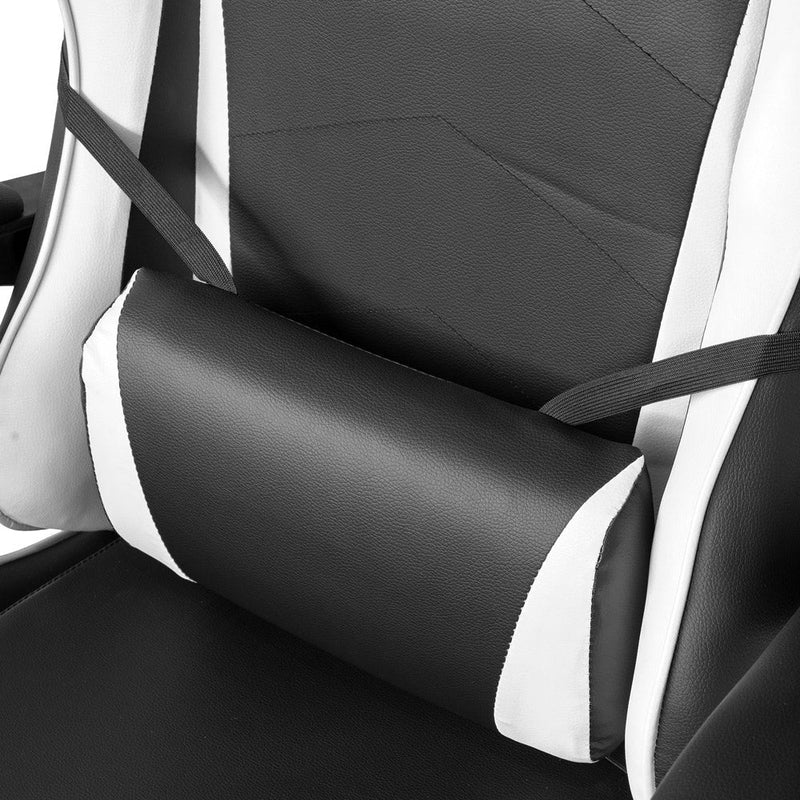 Sedia da Gaming Ergonomica 64x53x122-133 cm con Poggiapiedi in Similpelle Bianco