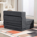 Poltrona Letto Pieghevole Convertibile in Chaise Longue 80x80x64 cm con Materasso in Velluto Grigio Scuro      