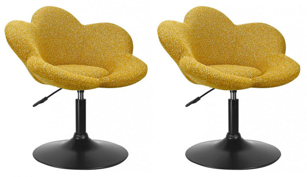 prezzo Set 2 Poltroncine da Soggiorno 69x55x69/81 cm in Schiuma Poliuretanica Fleur Nero-Senape