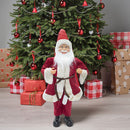 Pupazzo Babbo Natale H50 cm con Minilucciole Rosso e Crema