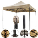 Gazebo Pieghevole 3x3x3 m a Fisarmonica Impermeabile con Telo in Poliestere 270 g/m² e Struttura in Metallo Tortora      